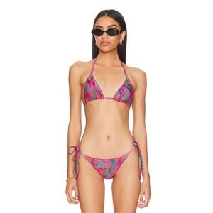 Beach Riot Julie Triangle Bikini Set in Hearts of Palm Tropical Print  Size Sm